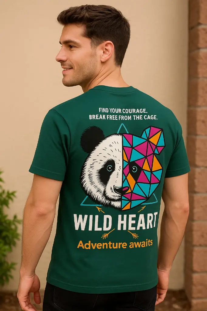 Men's Graphic T-shirt – Wild Heart Panda Print (M)